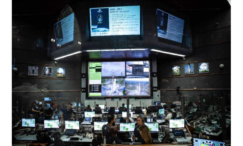 The control room of the Kourou Space Centre in French Guiana