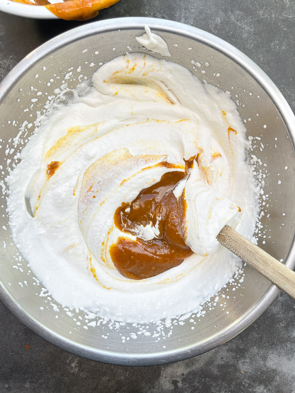 Creamy Ginger Pumpkin Mousse made with pumpkin, warm spices, fresh ginger, and homemade whipped cream. An easy, egg-free fall dessert perfect for Thanksgiving.