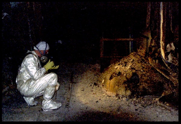 The Elephants Foot of the Chernobyl disaster. In the immediate aftermath of the meltdown, a few minutes near this object, would bring certain death.