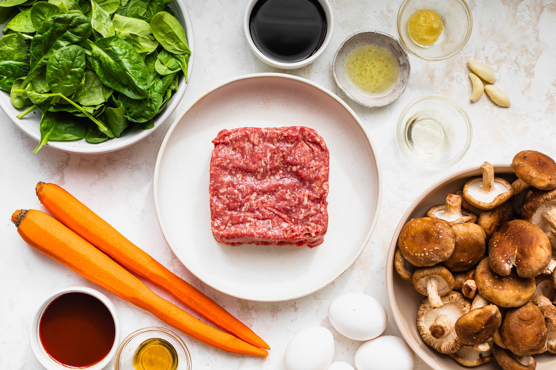 Quick Ground Beef Bibimbap ingredients