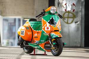 A custom Vespa PX 80 Mazda 787B tribute
